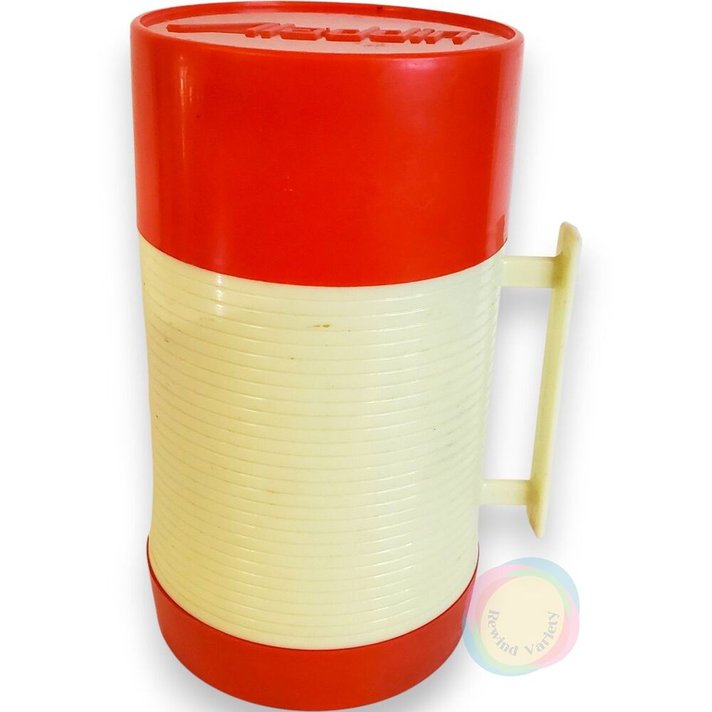 Vintage Aladdin Hy-Lo Wide Mouth Pint Thermos White Red